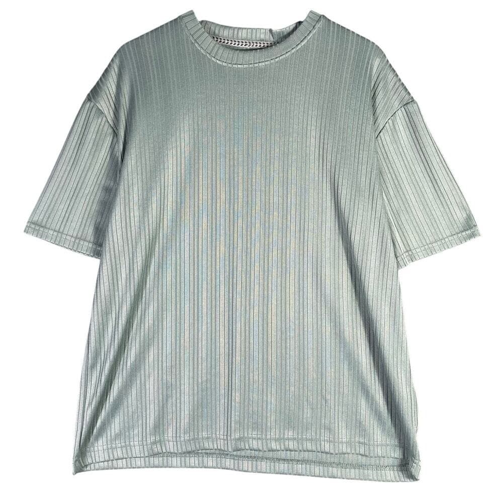 Men's Mint Green Textured Short Sleeve Button Up Shirt Large NYC Casual Summer - Thumbnail 2