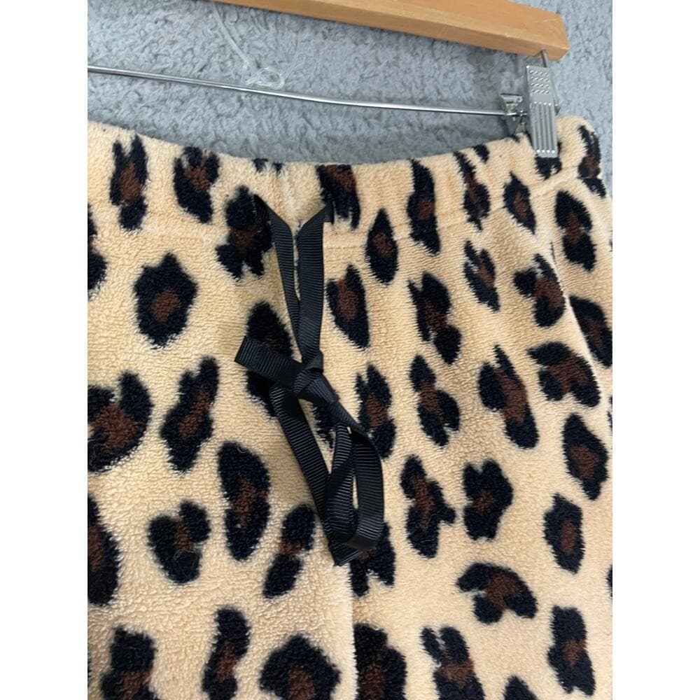 Women's Leopard Print Fleece Pajama Pants Cozy Soft Animal Print Sleepwear PJ - Thumbnail 9