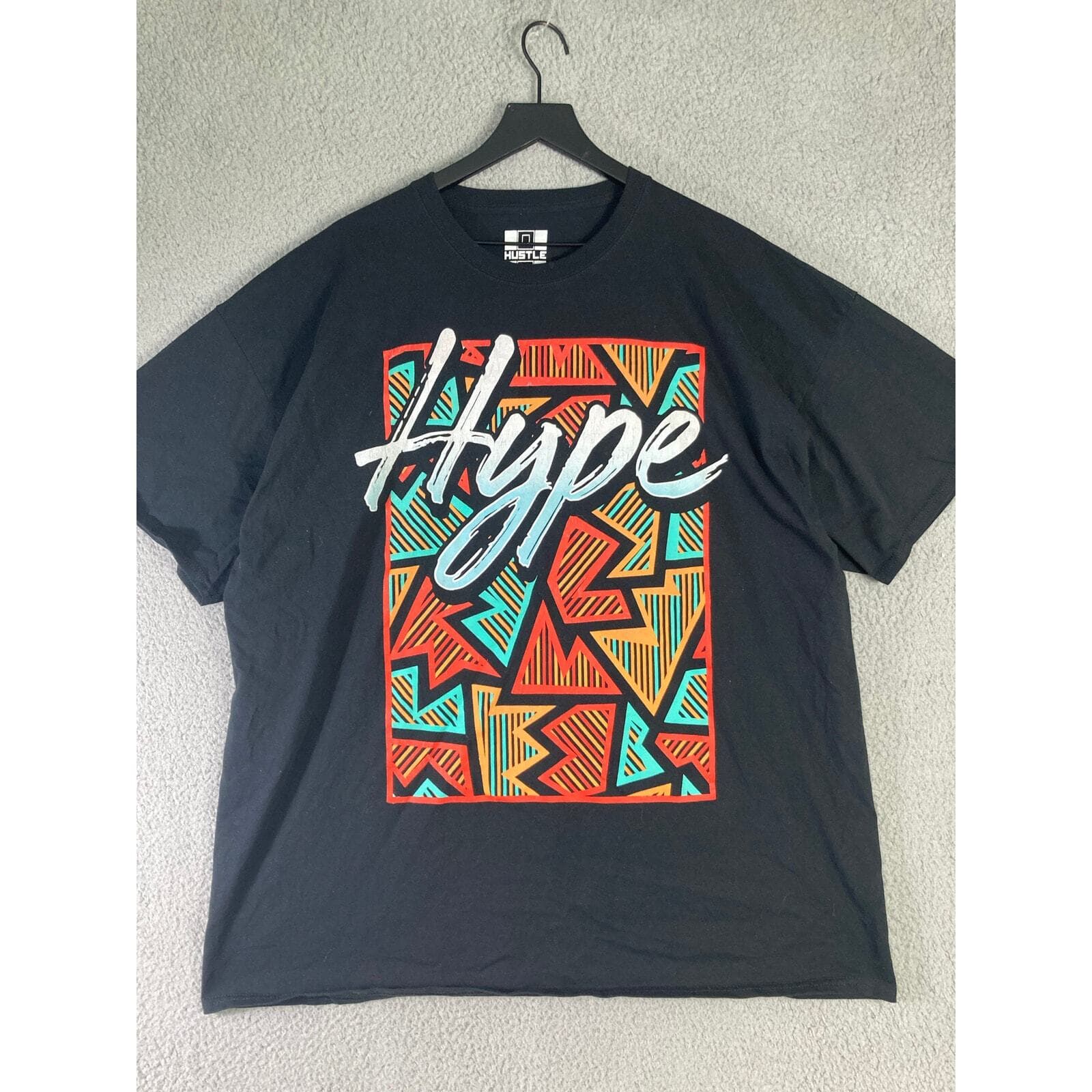 Men's Black Graphic Tee 4XL Crew Neck Streetwear Bold Print T-Shirt Hip Hop - Thumbnail 2