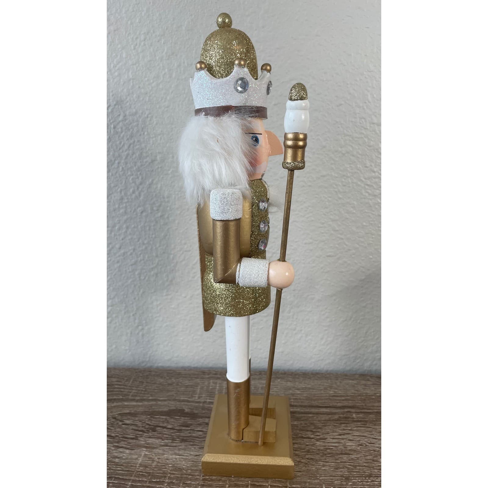 14” Wooden Nutcracker King Gold Glitter Christmas Holiday Decor Figurine - Thumbnail 10