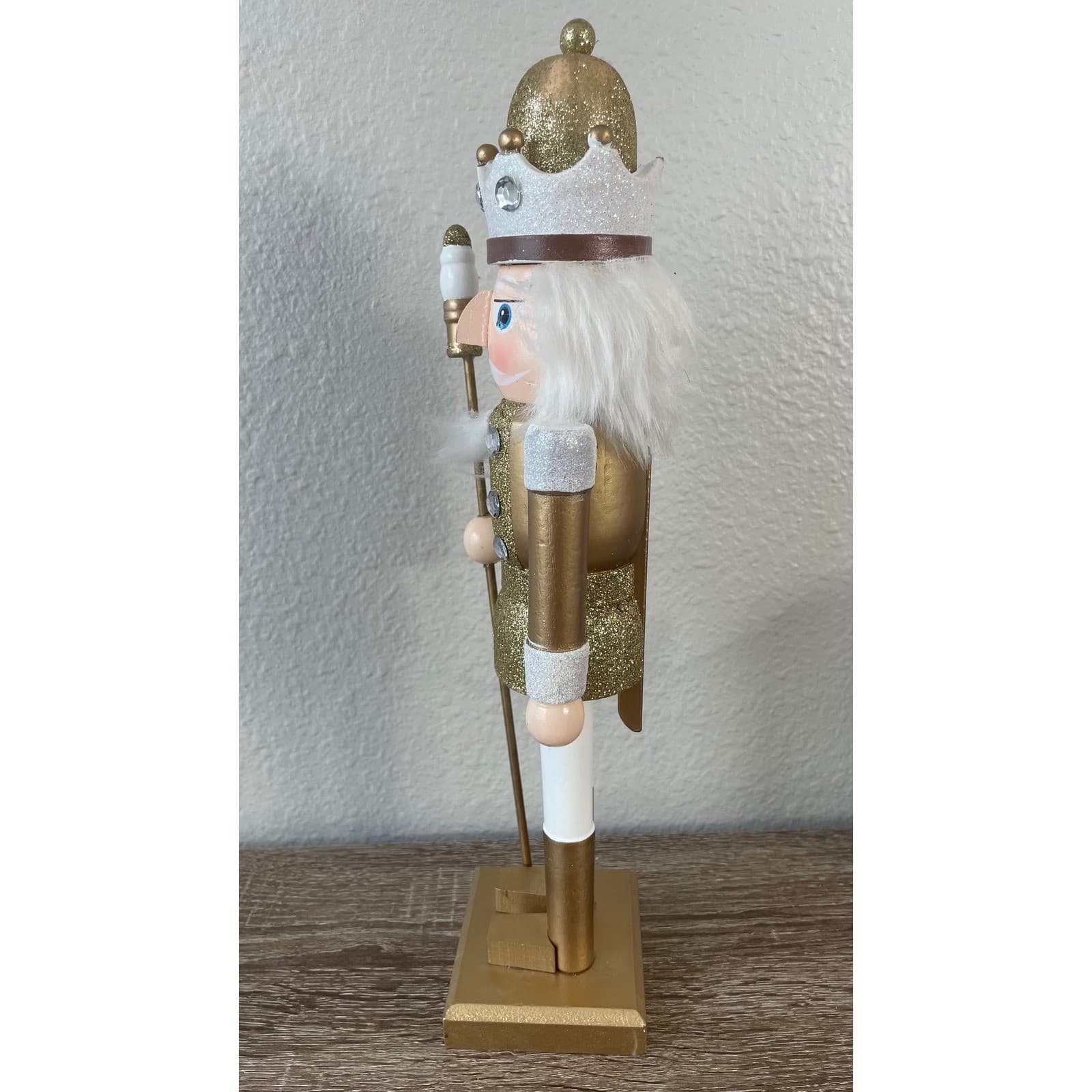 14” Wooden Nutcracker King Gold Glitter Christmas Holiday Decor Figurine - Thumbnail 8