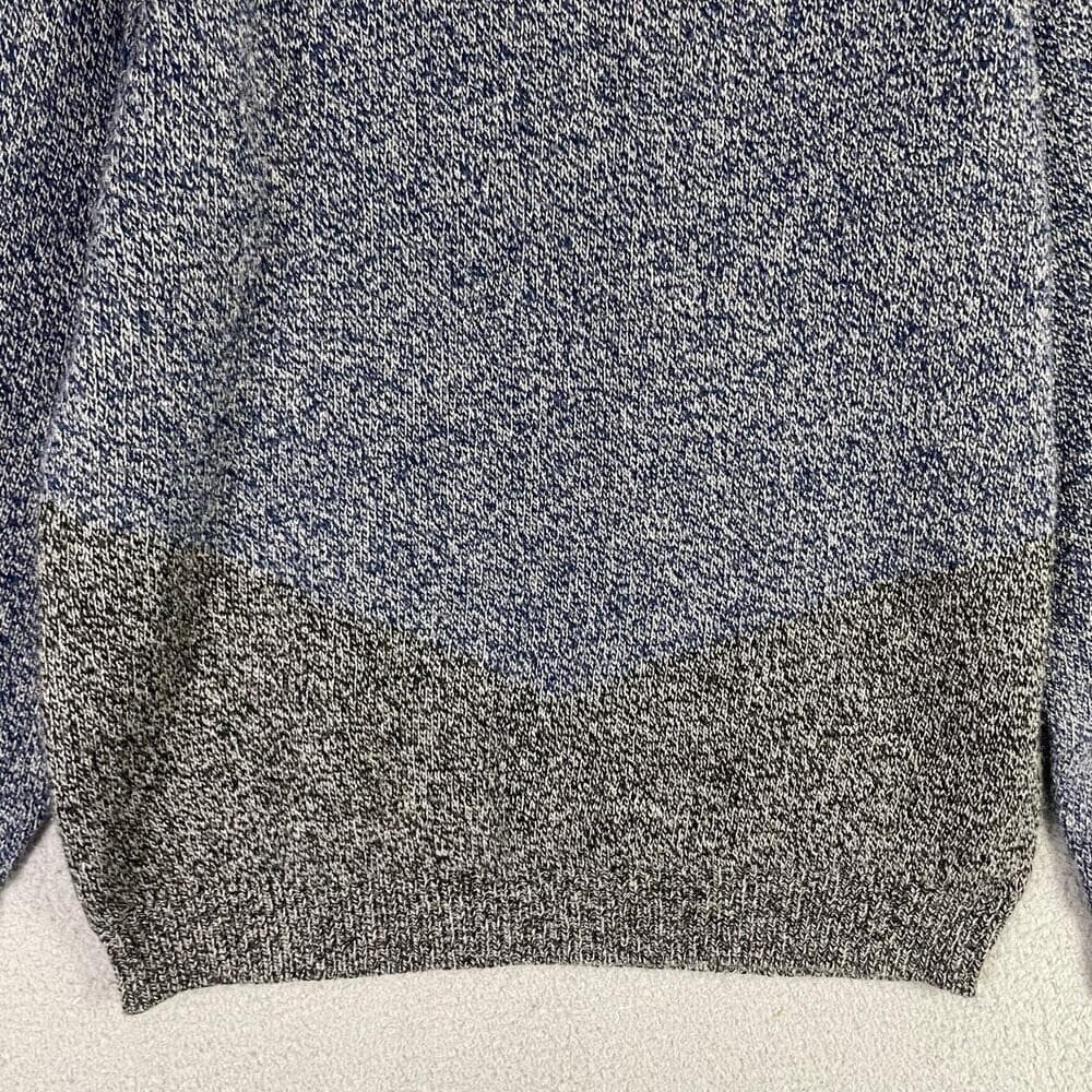 Men's Blue Gray Marled Knit Pullover Crewneck Sweater XL Colorblock Casual Cozy - Thumbnail 4