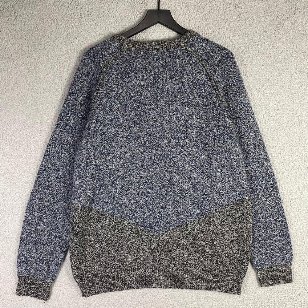 Men's Blue Gray Marled Knit Pullover Crewneck Sweater XL Colorblock Casual Cozy - Thumbnail 8