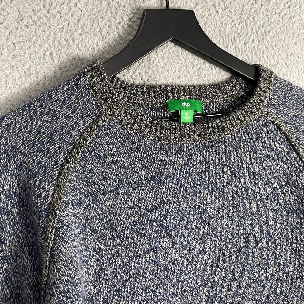 Men's Blue Gray Marled Knit Pullover Crewneck Sweater XL Colorblock Casual Cozy - Thumbnail 7