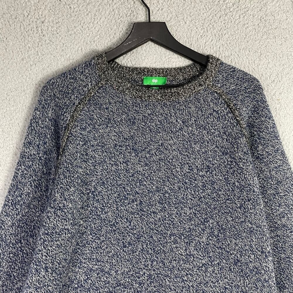 Men's Blue Gray Marled Knit Pullover Crewneck Sweater XL Colorblock Casual Cozy - Thumbnail 5