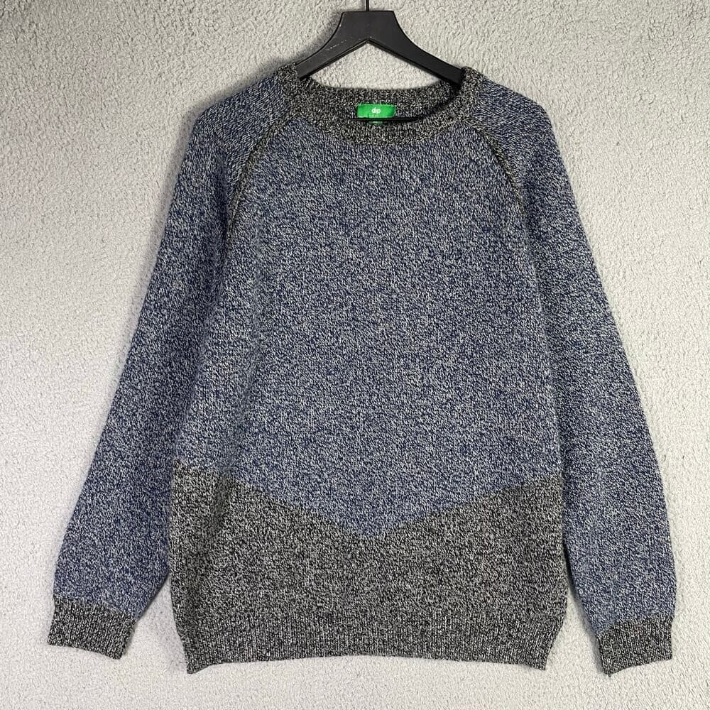 Men's Blue Gray Marled Knit Pullover Crewneck Sweater XL Colorblock Casual Cozy - Thumbnail 6