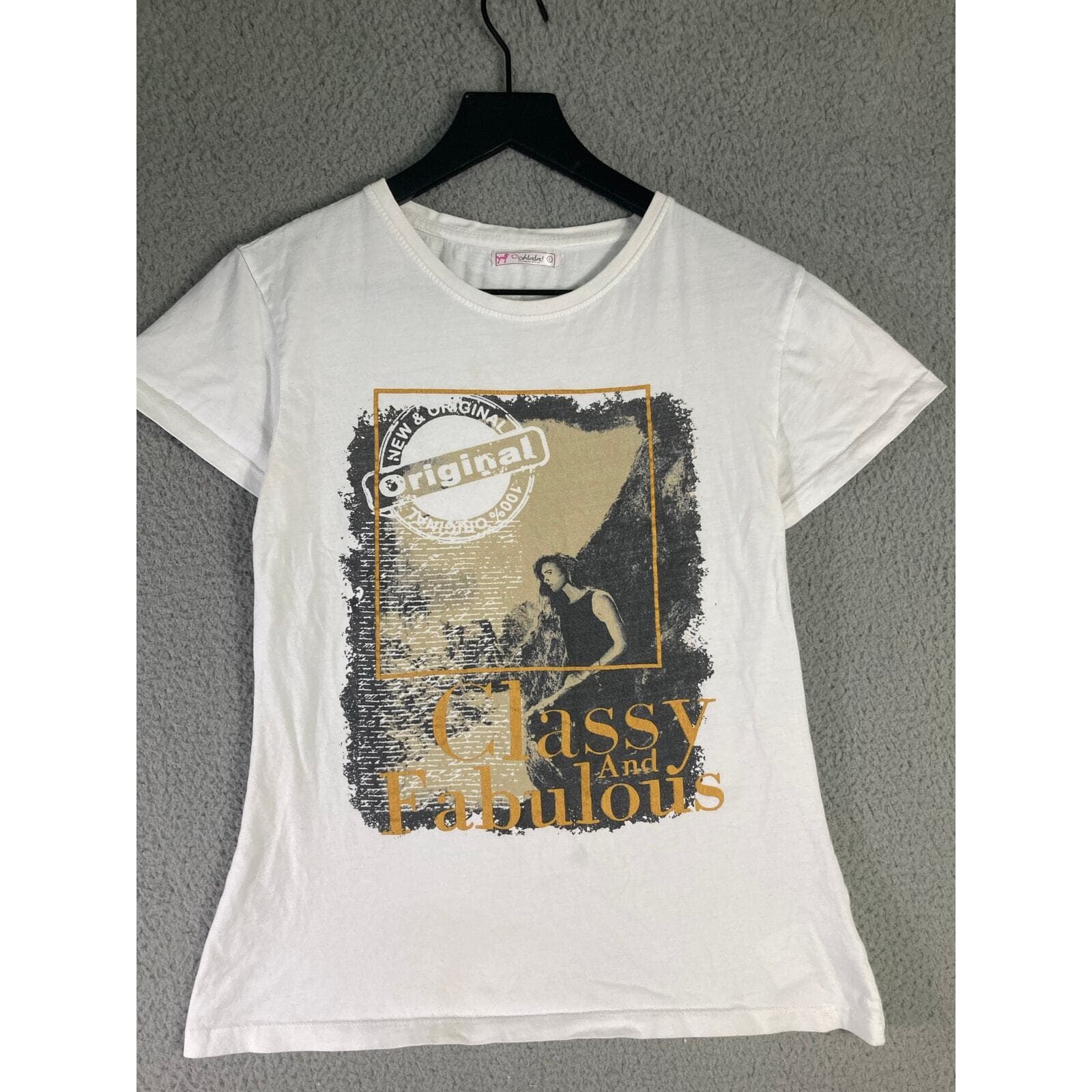 Women's Graphic Tee White Crew Neck Large Casual Streetwear Slogan T-Shirt - Thumbnail 3