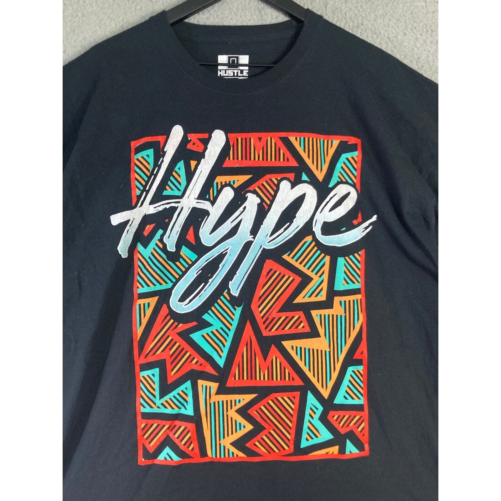 Men's Black Graphic Tee 4XL Crew Neck Streetwear Bold Print T-Shirt Hip Hop - Thumbnail 3