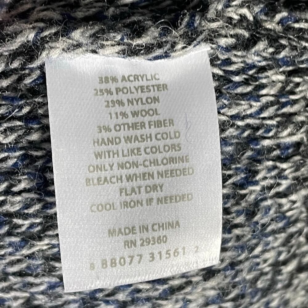 Men's Blue Gray Marled Knit Pullover Crewneck Sweater XL Colorblock Casual Cozy - Thumbnail 3
