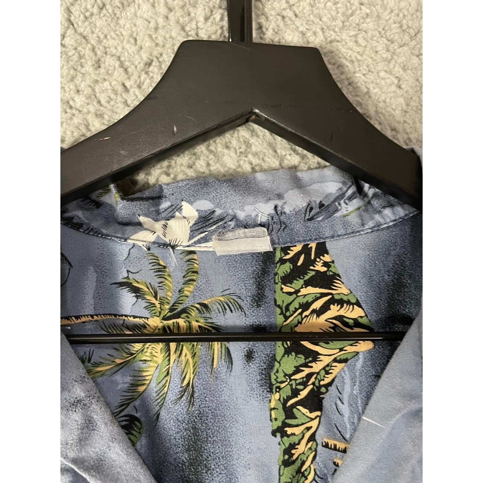 Hawaiian Aloha Shirt Mens Large Blue Tropical Palm Island Button Up Casual - Thumbnail 10