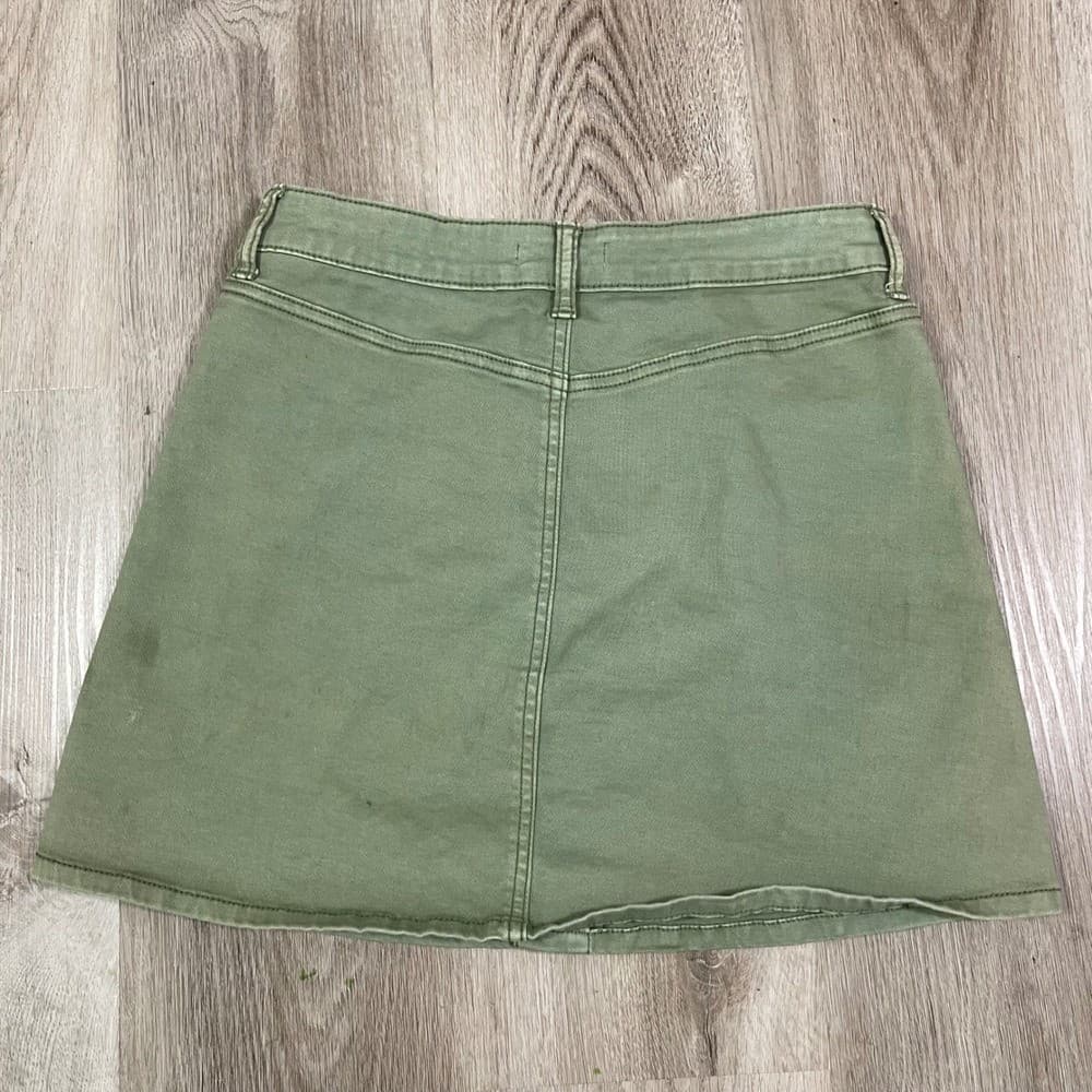 Altar'd State Olive Green Button Front Cargo Mini Skirt XS Stretch Pockets - Thumbnail 8