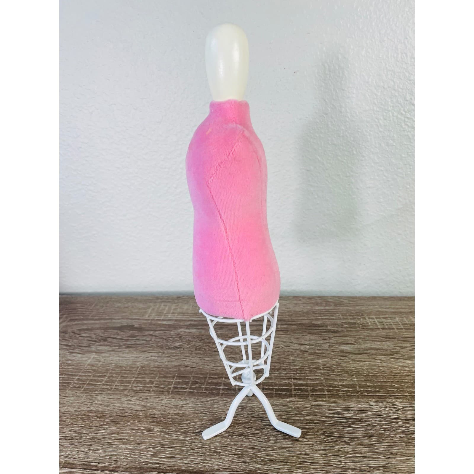Pink Doll Dress Form Mannequin 11.5" Fashion Doll Wire Stand Sewing Display - Thumbnail 6