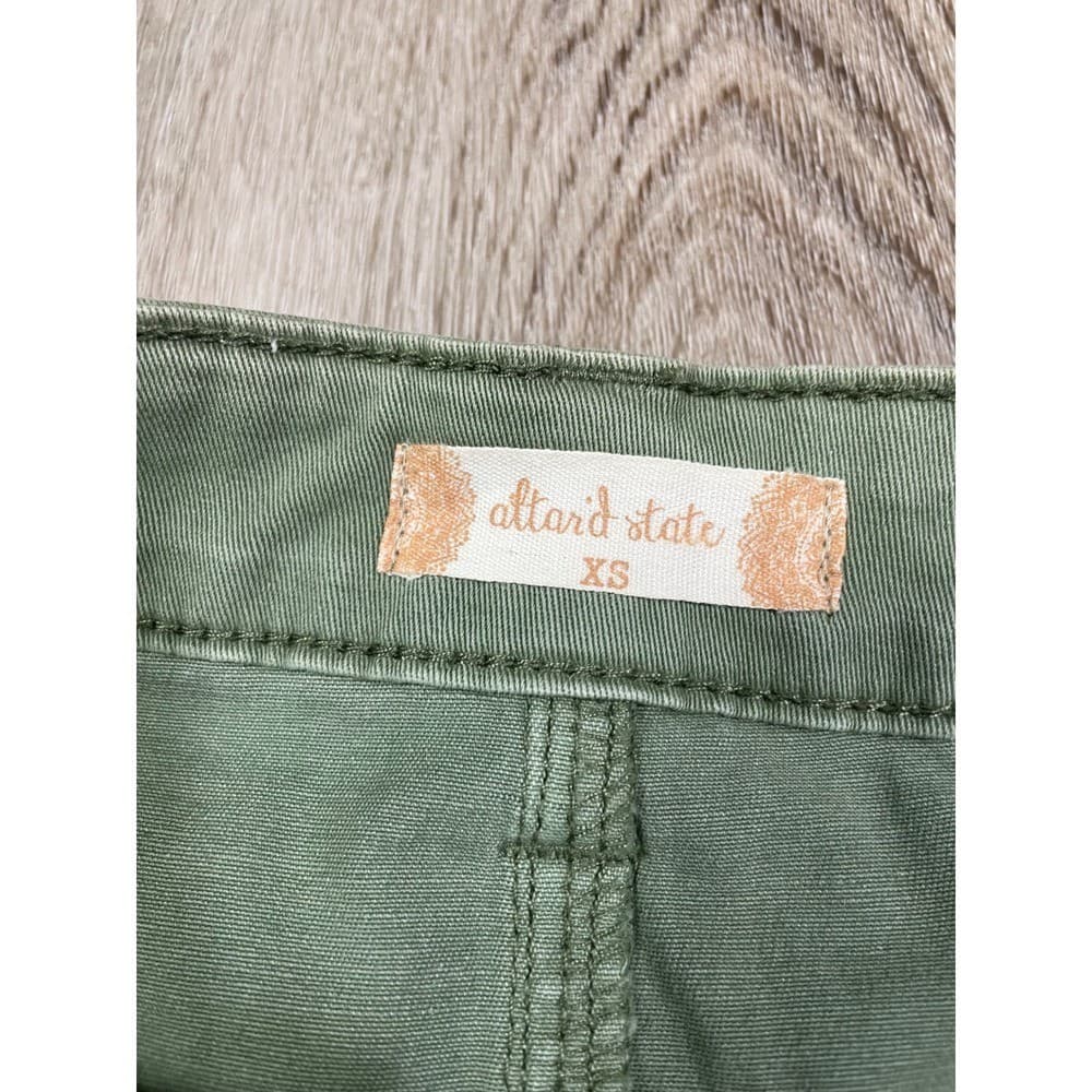Altar'd State Olive Green Button Front Cargo Mini Skirt XS Stretch Pockets - Thumbnail 4