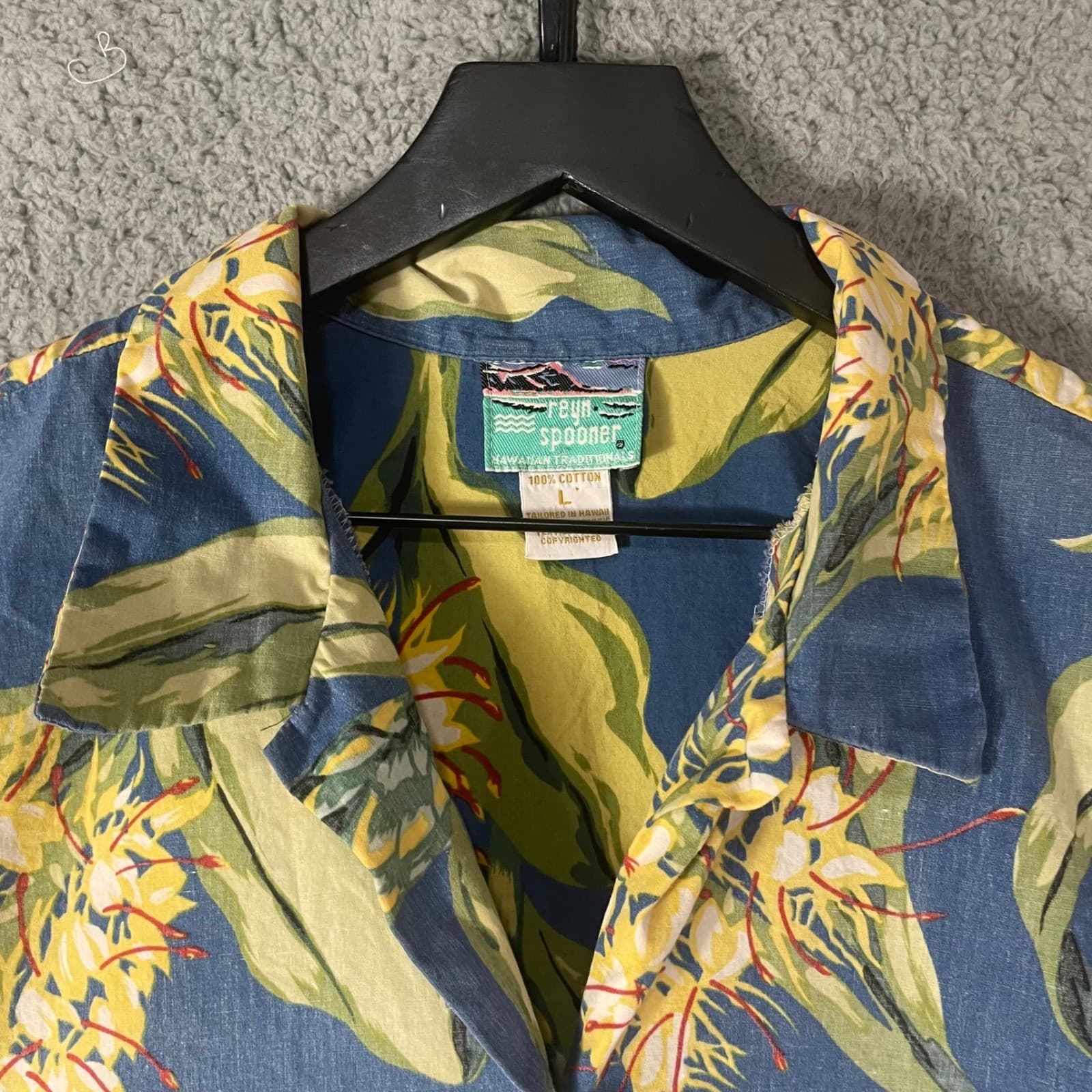 Reyn Spooner Hawaiian Shirt Mens Large Blue Yellow Pineapple Spooner Vintage - Thumbnail 7