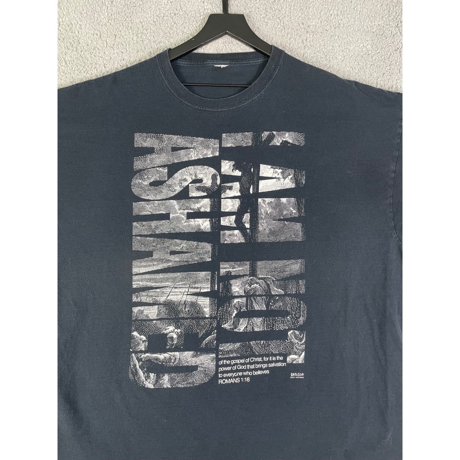 Christian Cross Faith Graphic T Shirt Men’s 3XL Black Jesus Religious Shirt - Thumbnail 4