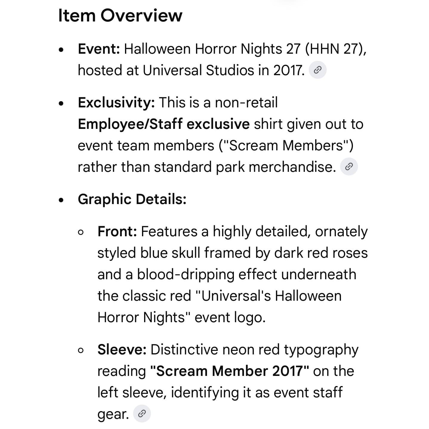 Universal Halloween Horror Nights HHN 27 Scream Member Staff Skull Shirt Size S - Thumbnail 2