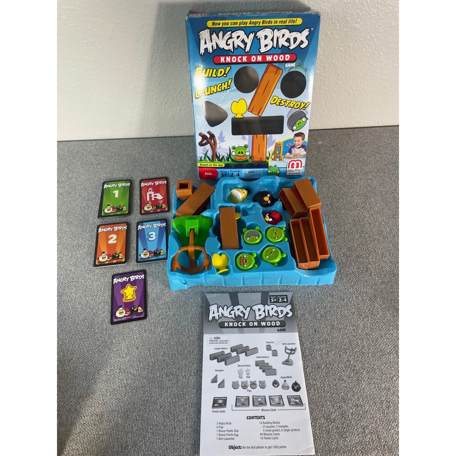 Angry Birds Knock On Wood Board Game Mattel 2011 Complete Catapult Kids Toy - Thumbnail 3