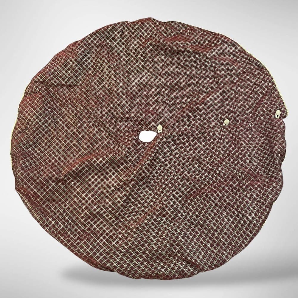Maroon Plaid Glitter Button Tree Skirt 48" Primitive Country Decor - Thumbnail 2
