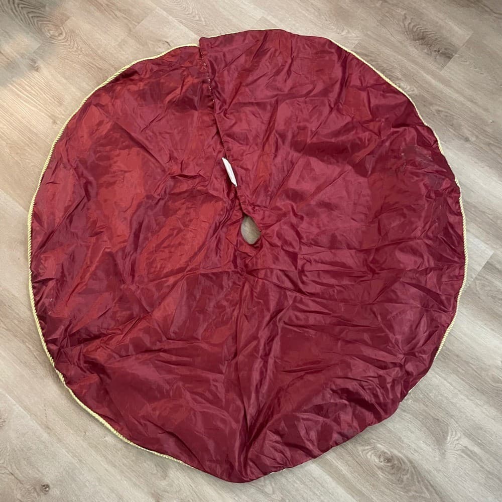 Maroon Plaid Glitter Button Tree Skirt 48" Primitive Country Decor - Thumbnail 5