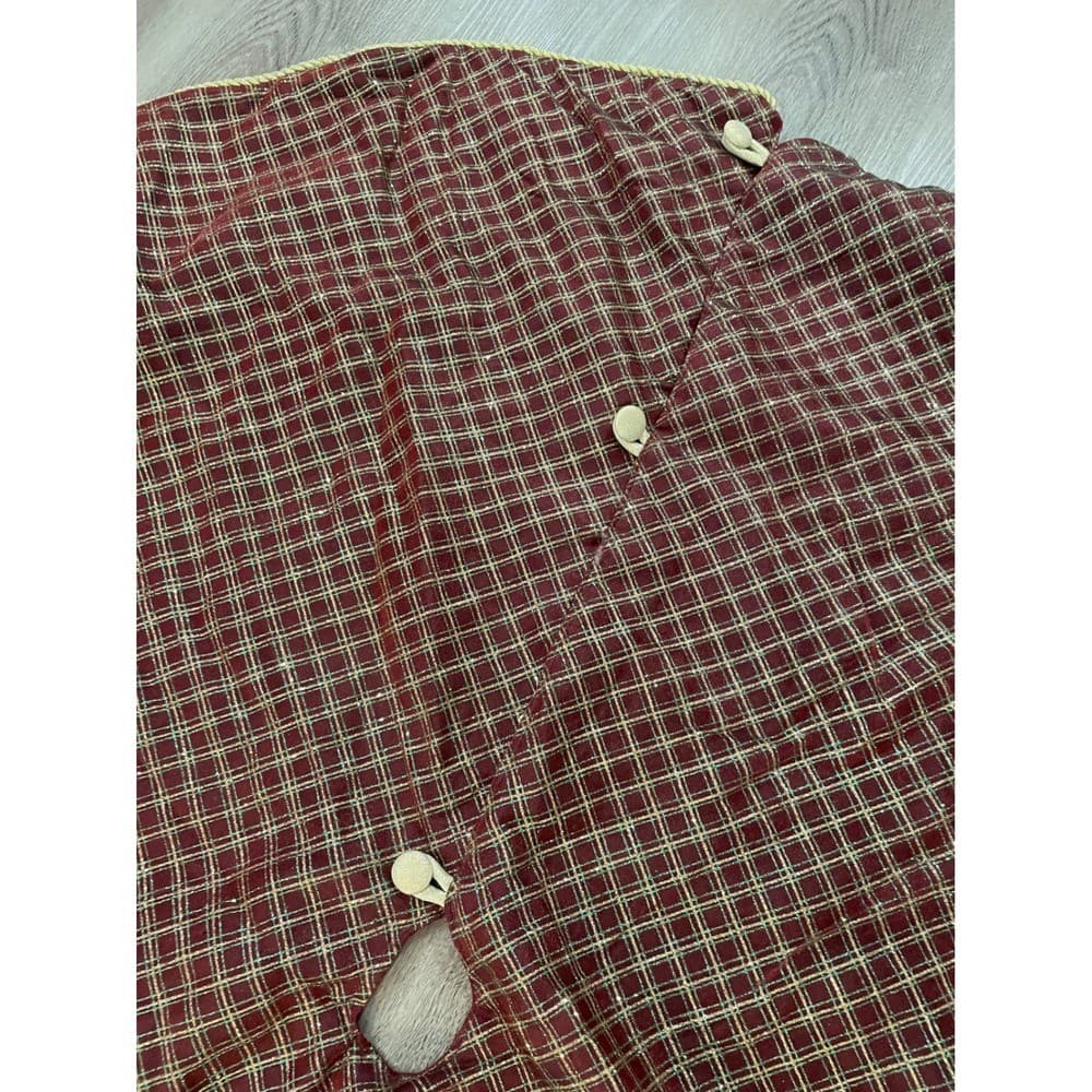 Maroon Plaid Glitter Button Tree Skirt 48" Primitive Country Decor - Thumbnail 10