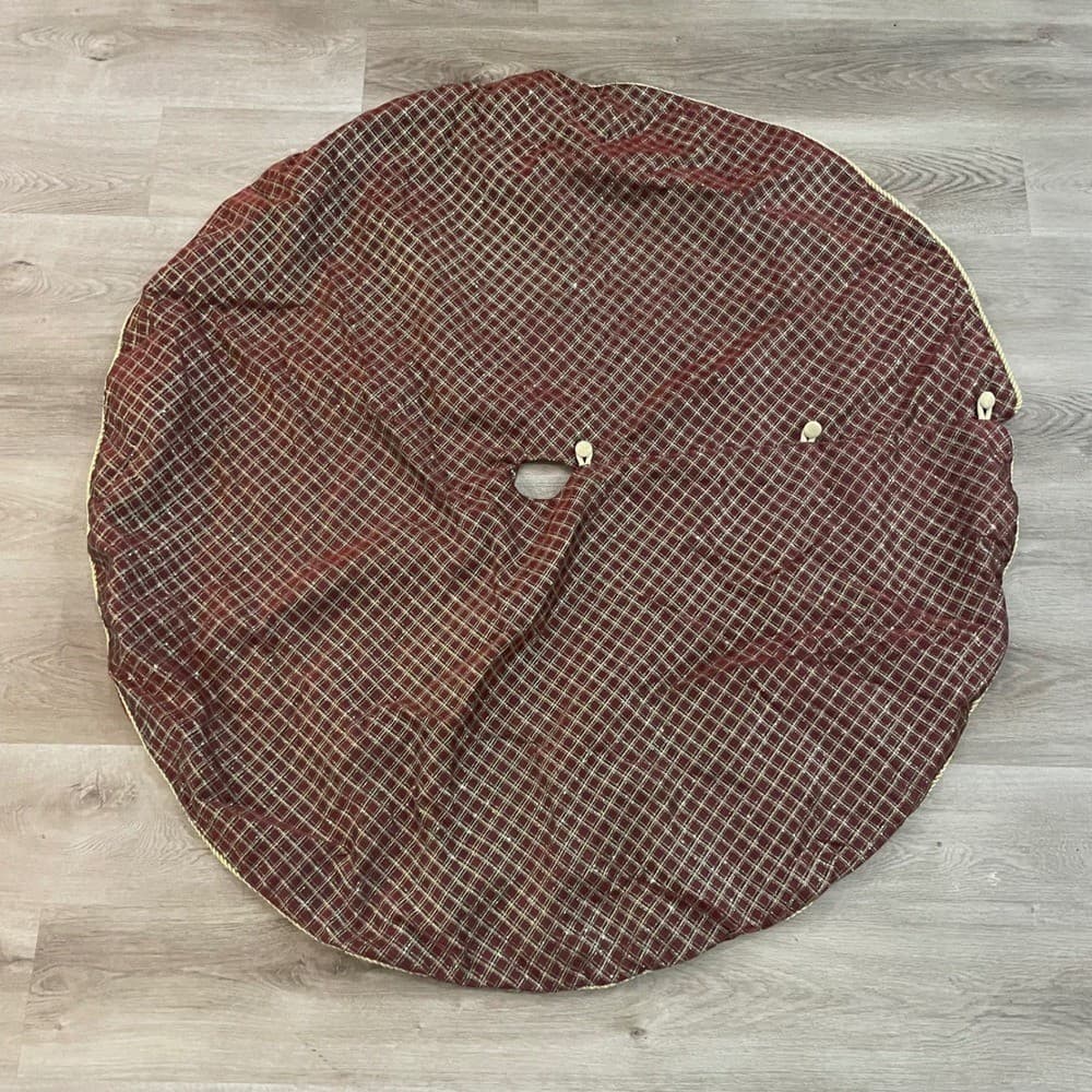 Maroon Plaid Glitter Button Tree Skirt 48" Primitive Country Decor - Thumbnail 7