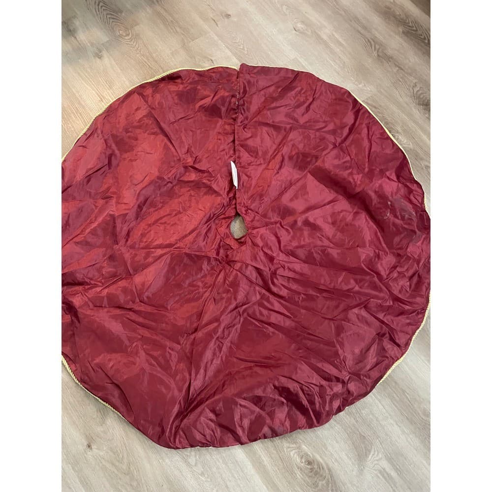 Maroon Plaid Glitter Button Tree Skirt 48" Primitive Country Decor - Thumbnail 12