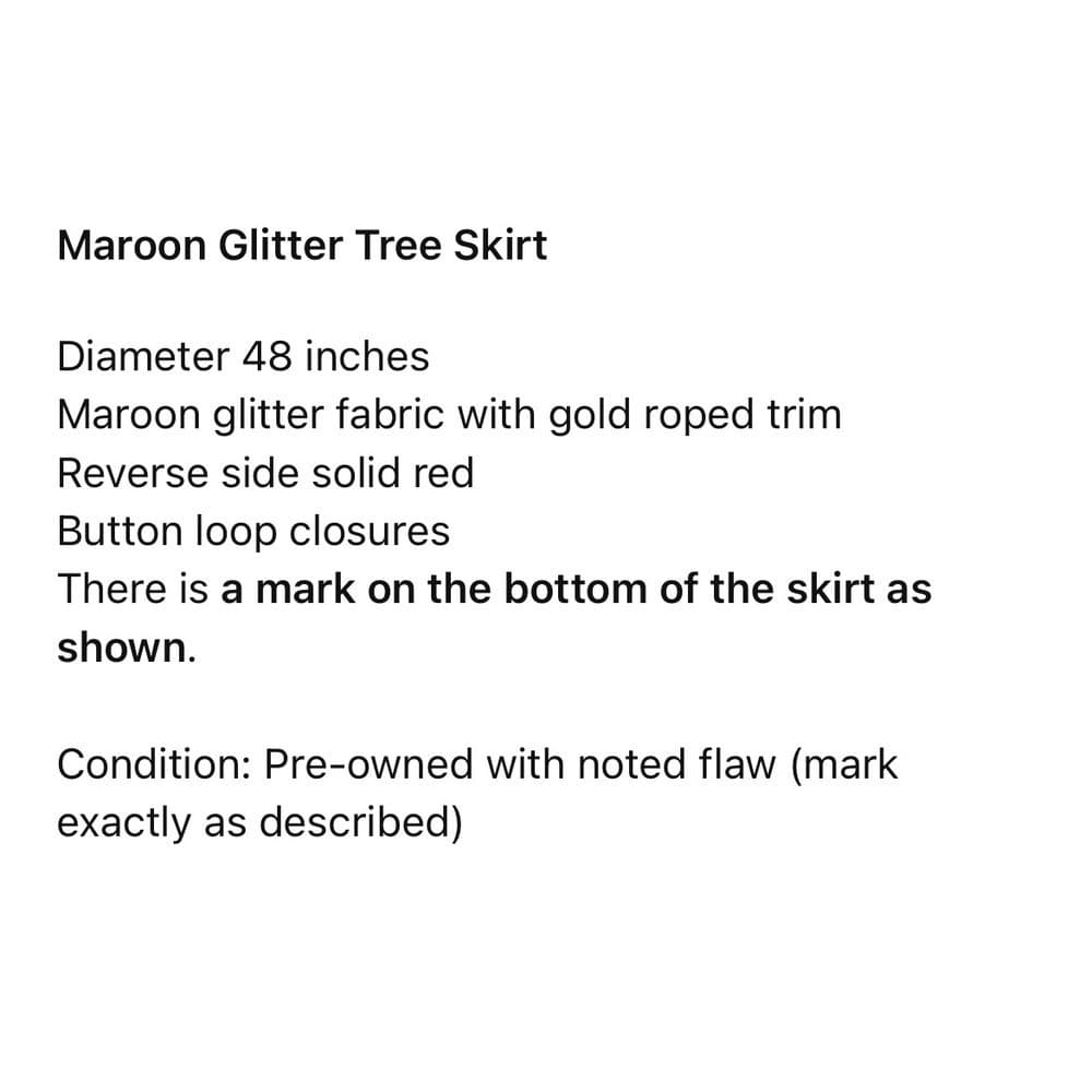Maroon Plaid Glitter Button Tree Skirt 48" Primitive Country Decor - Thumbnail 3