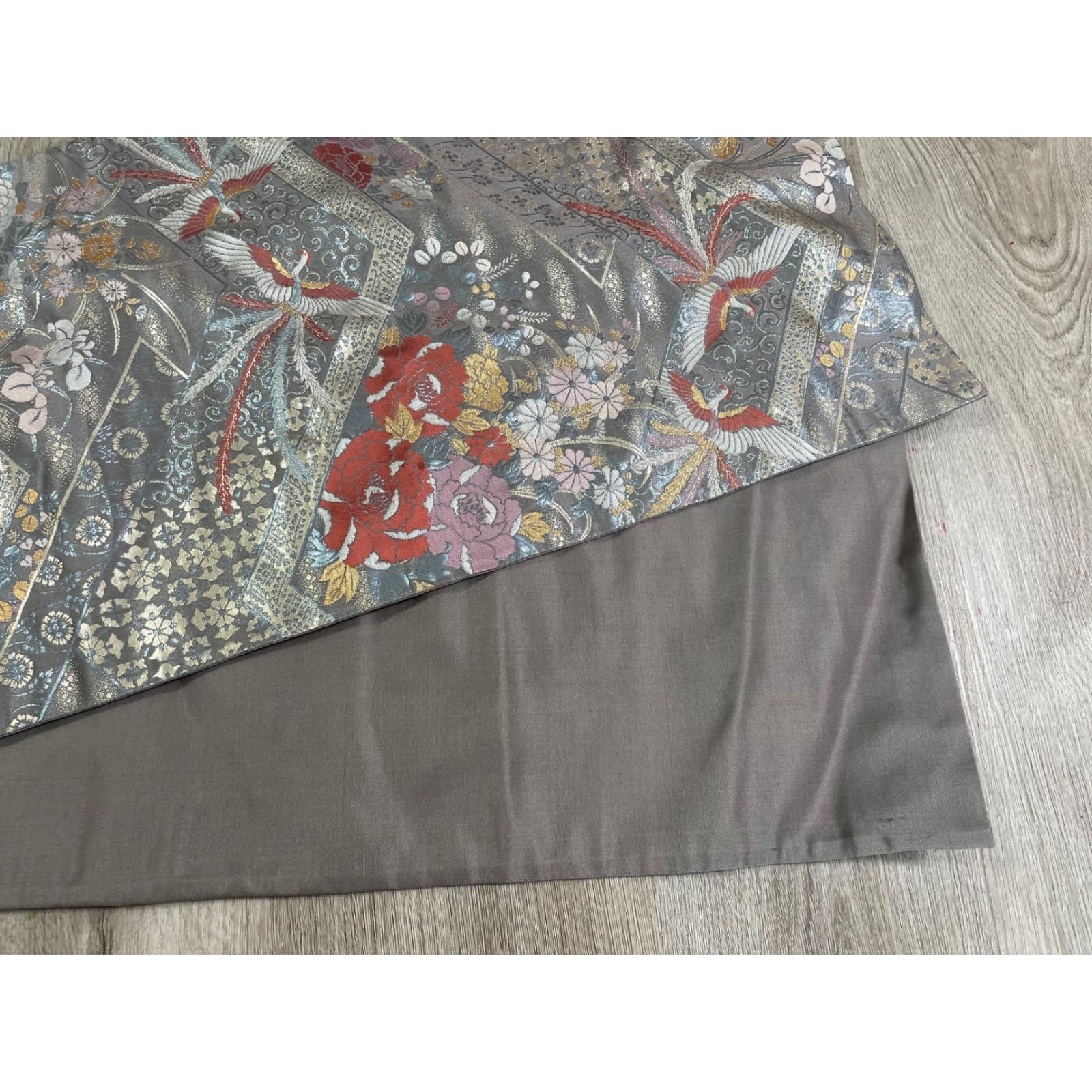 Japanese Crane Table Runner 58” Gray Floral Asian Bird Dining Decor Oriental - Thumbnail 6