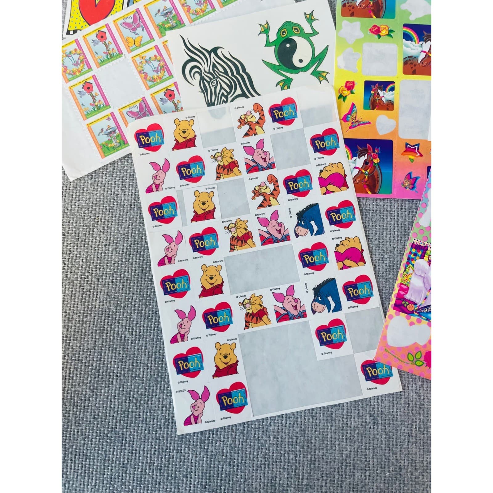 Vintage 90s Disney Sticker Lot Winnie Pooh Lisa Frank Teacher Reward Scrapbook - Thumbnail 3