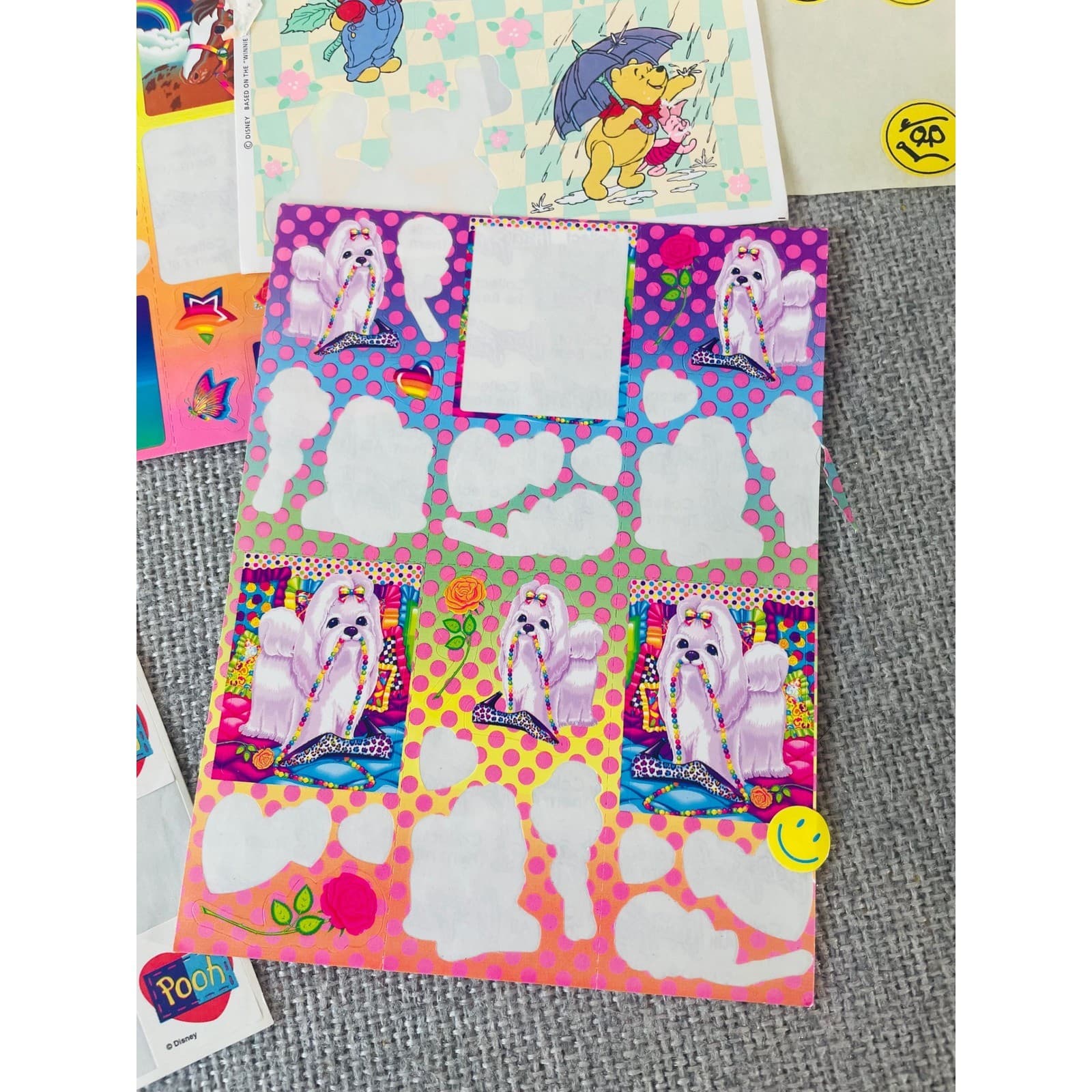 Vintage 90s Disney Sticker Lot Winnie Pooh Lisa Frank Teacher Reward Scrapbook - Thumbnail 4