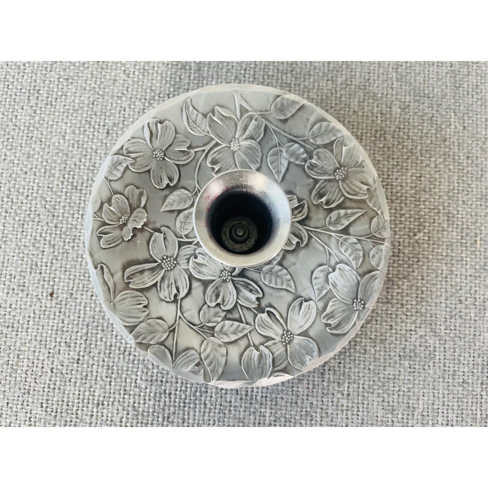 Wendell August Forge Handmade Aluminum Rose Floral Candle Holder Footed USA - Thumbnail 3