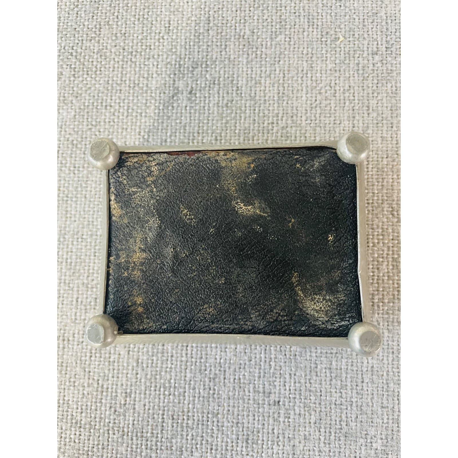 Vintage Hammered Pewter Footed Jewelry Box Trinket Casket Velvet Lined Flora - Thumbnail 11