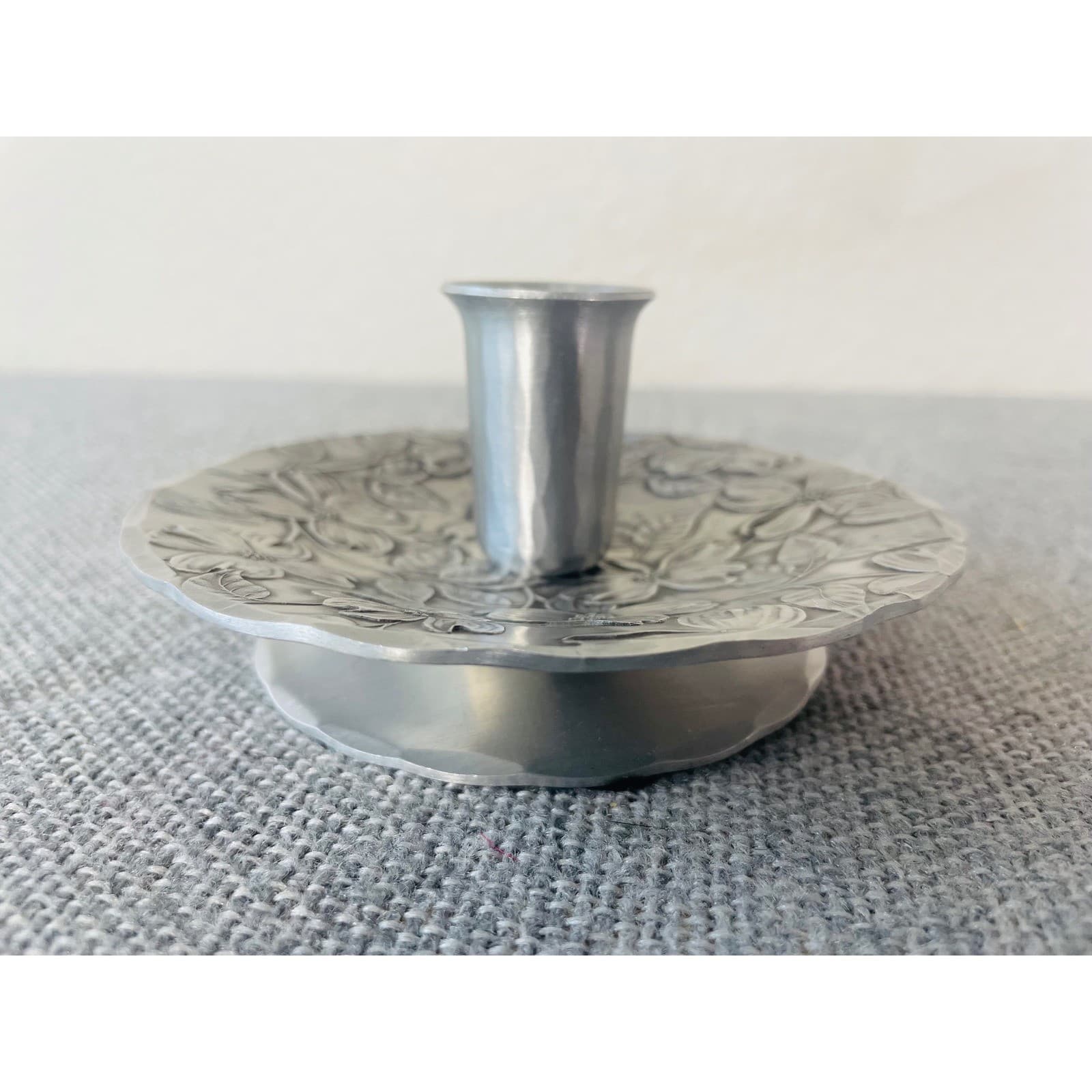 Wendell August Forge Handmade Aluminum Rose Floral Candle Holder Footed USA - Thumbnail 5