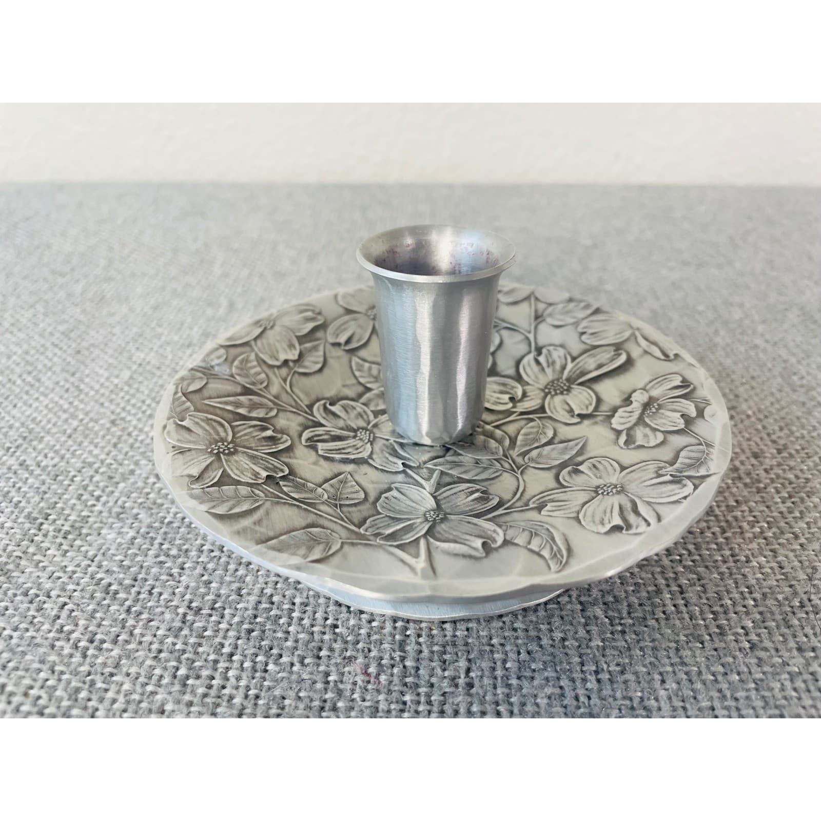 Wendell August Forge Handmade Aluminum Rose Floral Candle Holder Footed USA - Thumbnail 6