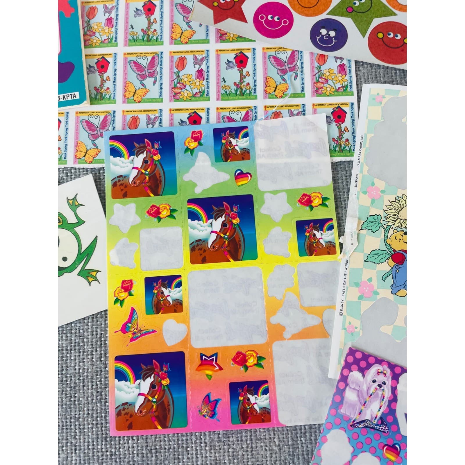 Vintage 90s Disney Sticker Lot Winnie Pooh Lisa Frank Teacher Reward Scrapbook - Thumbnail 5