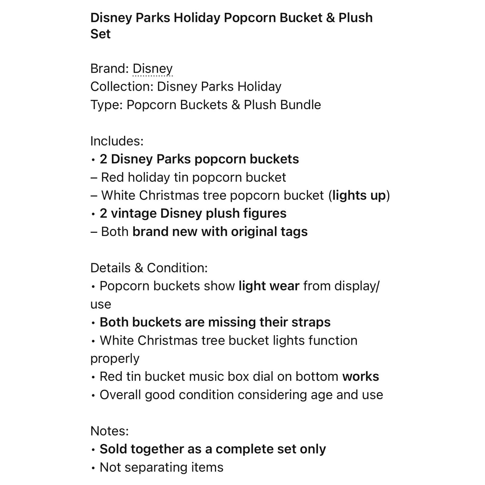 Disney Parks Christmas Popcorn Bucket Light Up Mickey Minnie Plush Set Holiday - Thumbnail 2