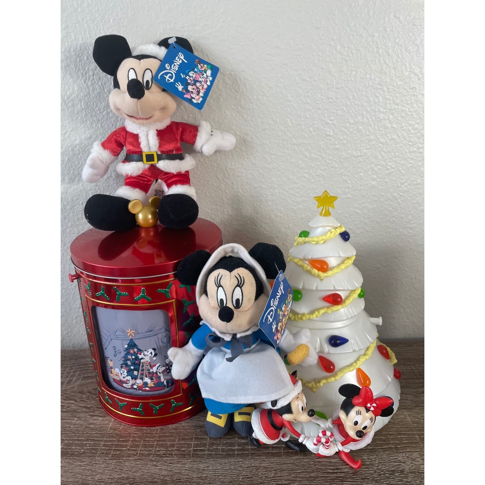 Disney Parks Christmas Popcorn Bucket Light Up Mickey Minnie Plush Set Holiday - Thumbnail 3