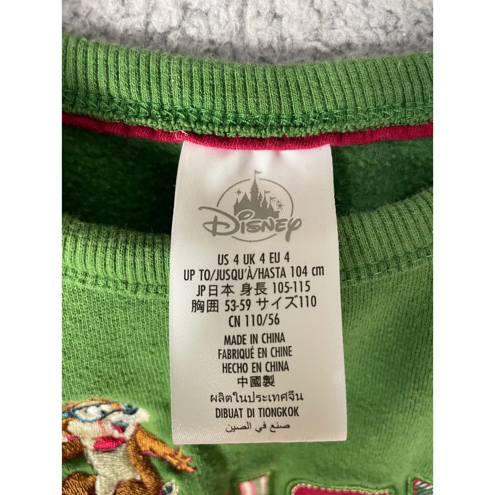 Disney Christmas Chip n Dale Just Chill Kids Holiday Sweatshirt Green 4T - Thumbnail 5