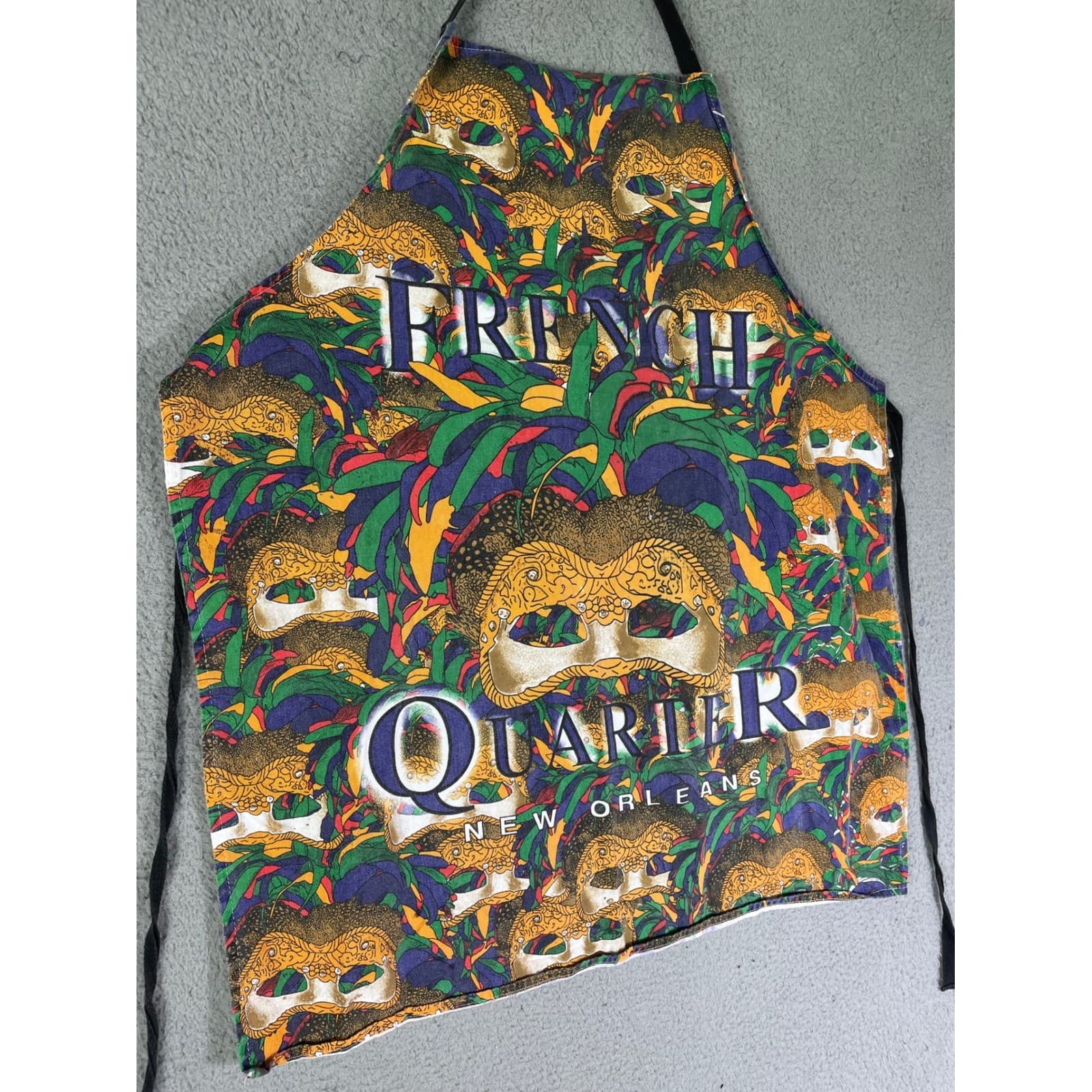 Vintage French Quarter New Orleans Mardi Gras Mask Apron Kitchen Decor 1990s - Thumbnail 4