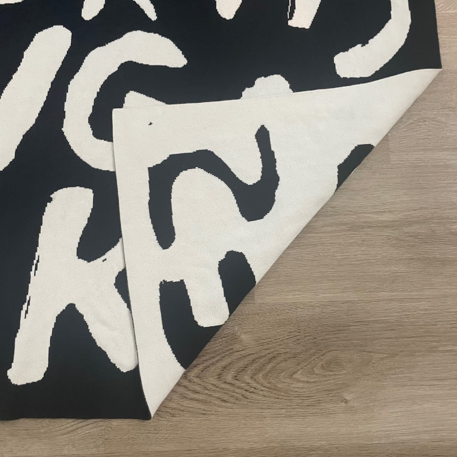 IKEA Art Event Stefan Marx Throw Blanket Black White 51x63 Cotton 2021 Quote Art - Thumbnail 5