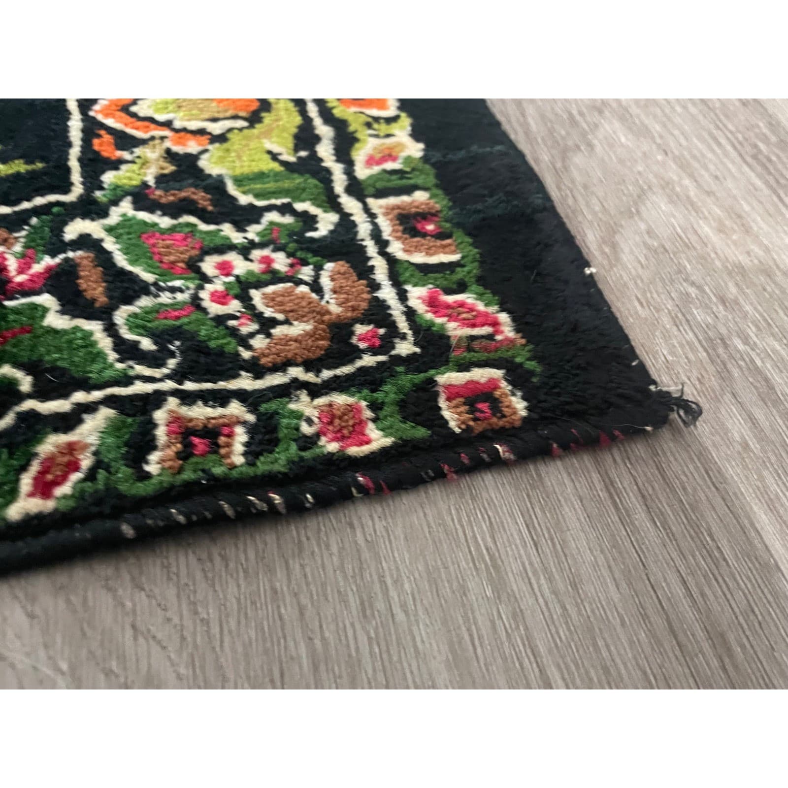 Vintage Turkish Velvet Peacock Tapestry Rug 1970s Wall Hanging 75x49 Boho Decor - Thumbnail 8