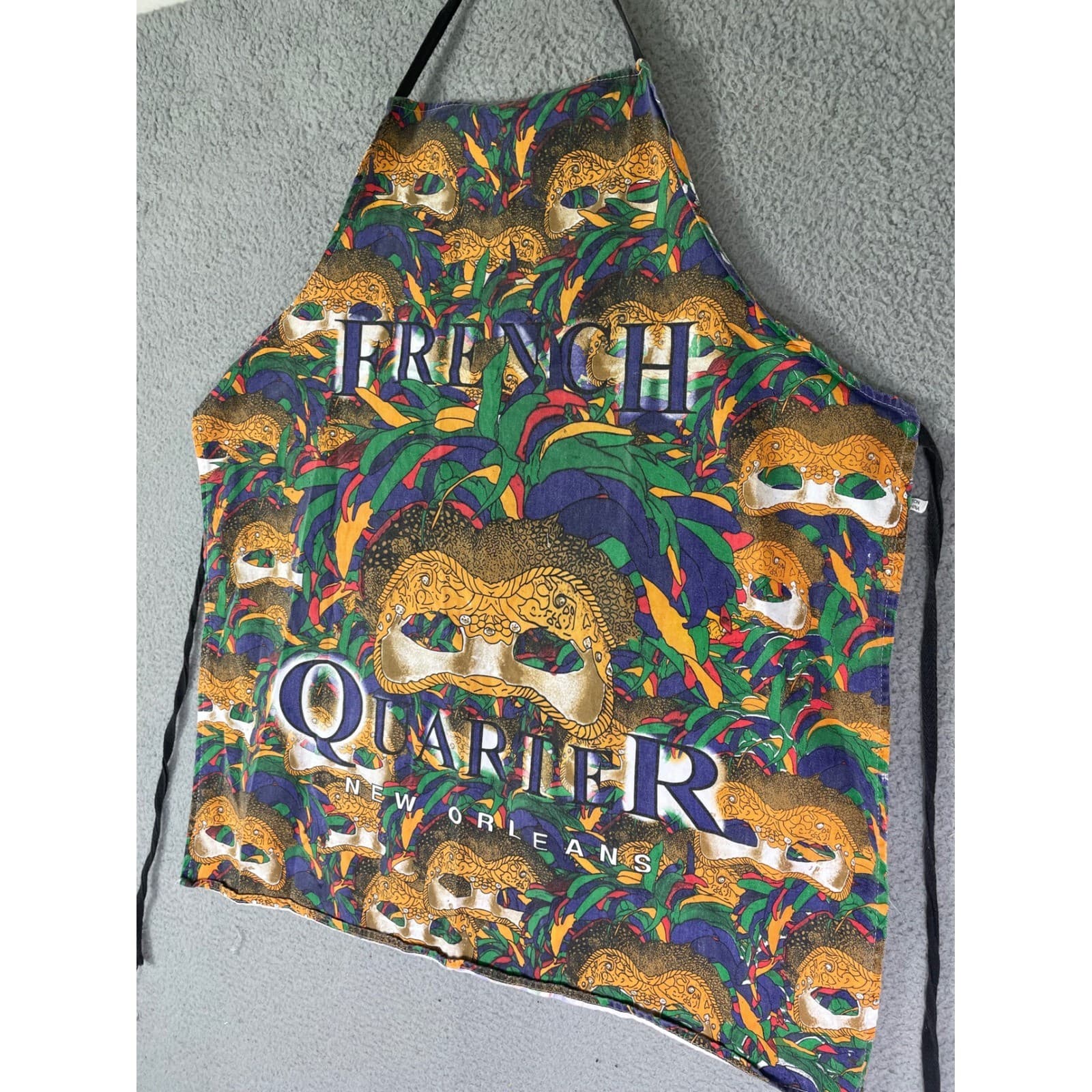 Vintage French Quarter New Orleans Mardi Gras Mask Apron Kitchen Decor 1990s - Thumbnail 5