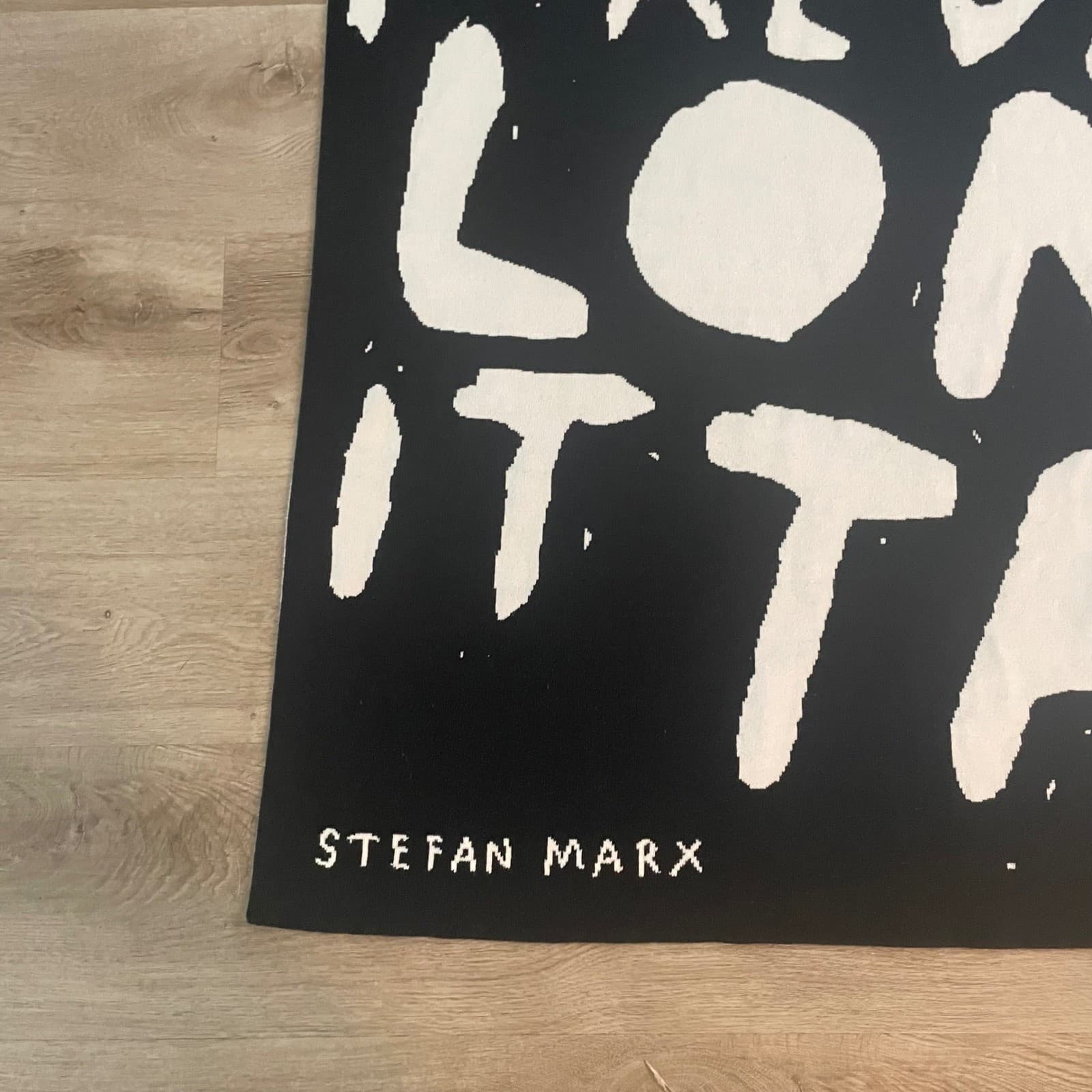 IKEA Art Event Stefan Marx Throw Blanket Black White 51x63 Cotton 2021 Quote Art - Thumbnail 4