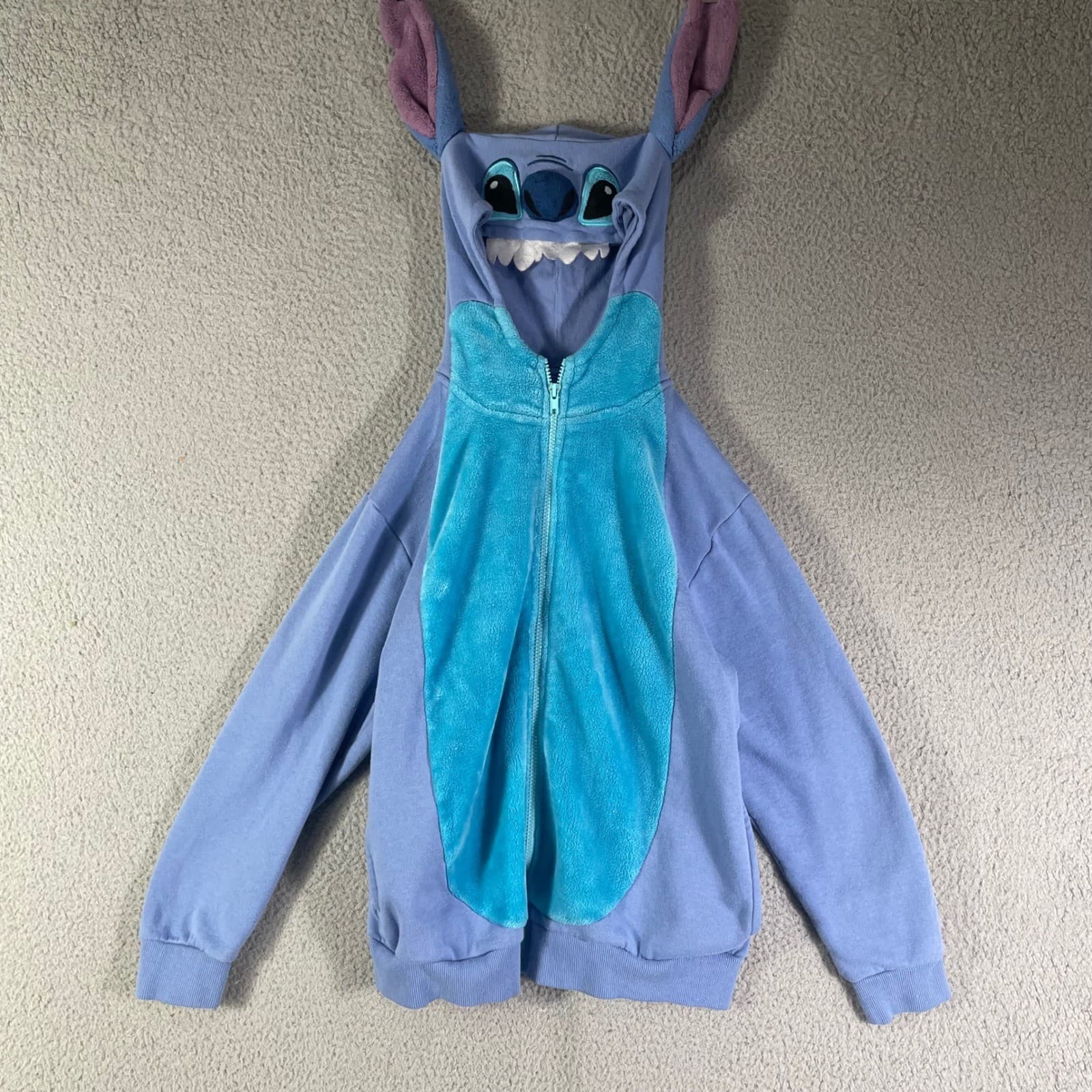 Stitch Hoodie Kids XL Disney Parks Lilo & Stitch Costume Blue Zip Up Ears Teeth - Thumbnail 4