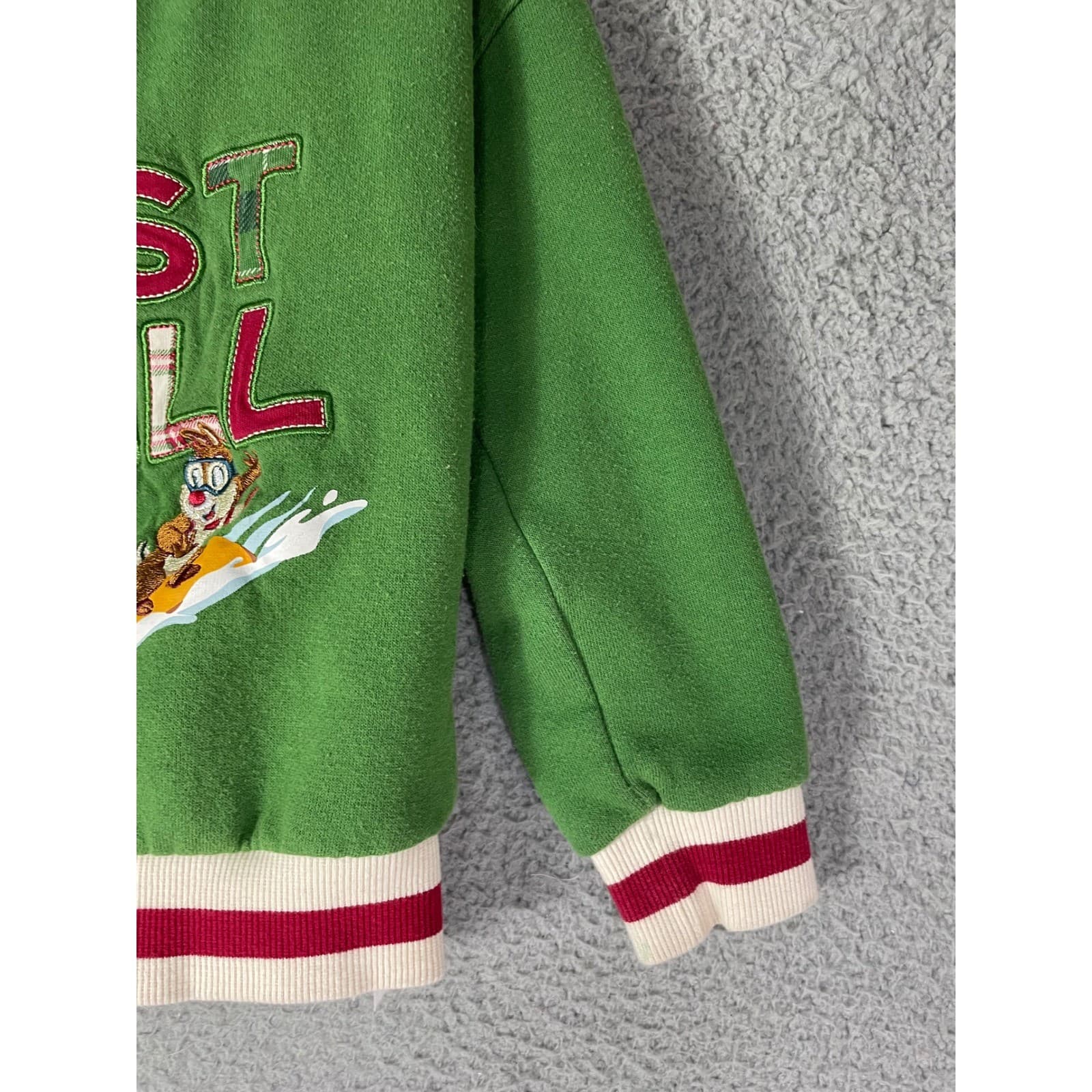 Disney Christmas Chip n Dale Just Chill Kids Holiday Sweatshirt Green 4T - Thumbnail 9