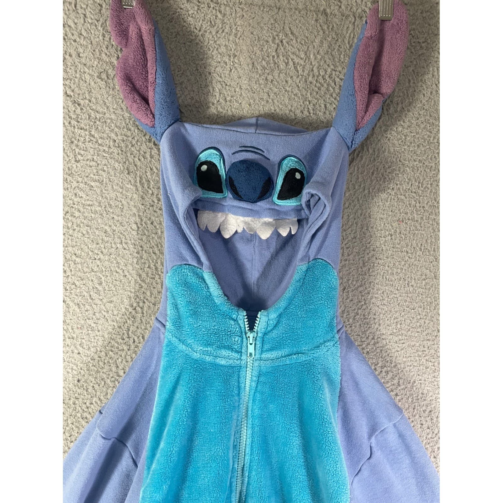 Stitch Hoodie Kids XL Disney Parks Lilo & Stitch Costume Blue Zip Up Ears Teeth - Thumbnail 6
