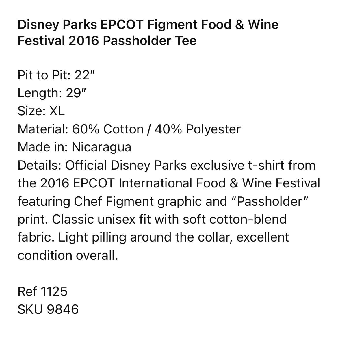 Disney Parks Epcot Figment Food Wine Festival Passholder T Shirt XL - Thumbnail 2
