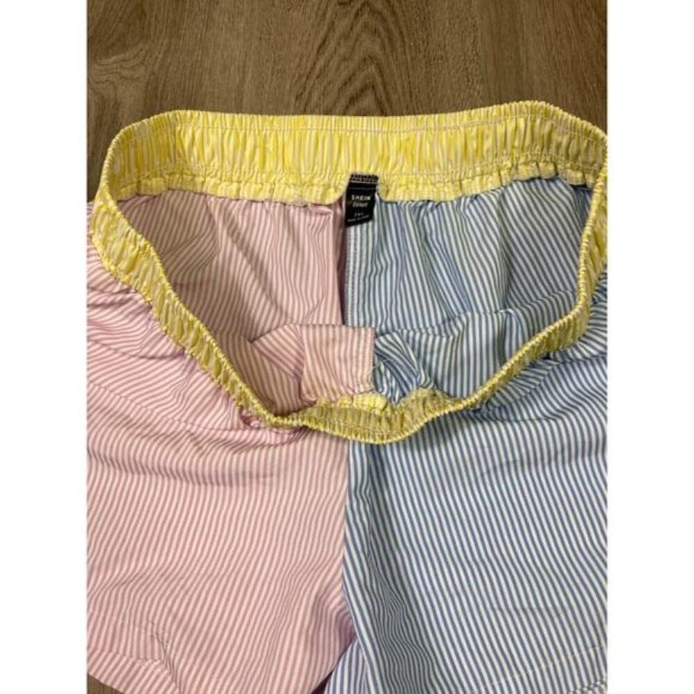SHEIN Curve Plus Size 2XL Striped Colorblock Shorts Multicolor Casual Summer - Thumbnail 7