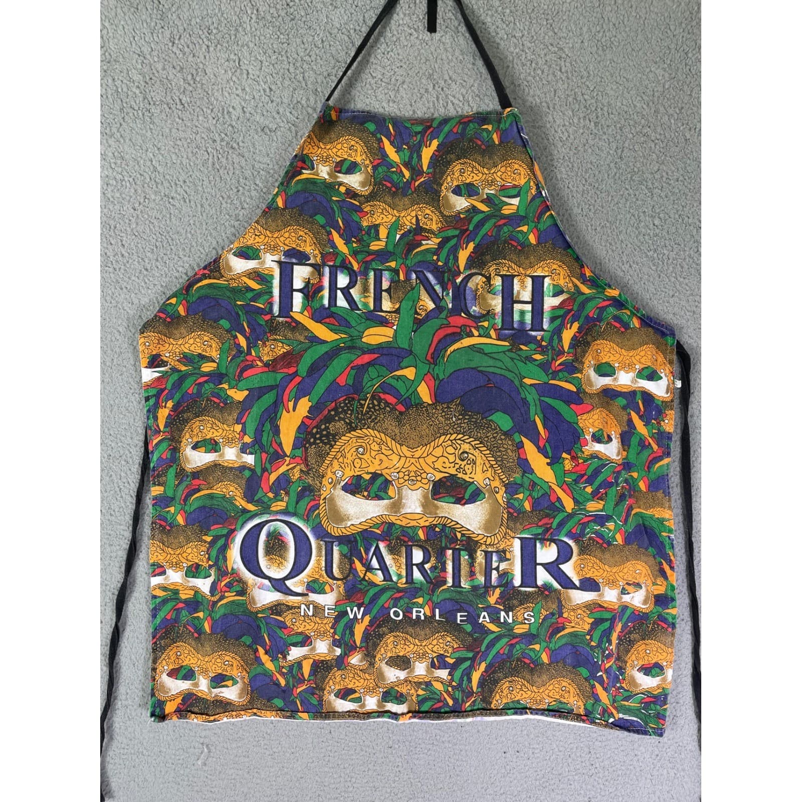 Vintage French Quarter New Orleans Mardi Gras Mask Apron Kitchen Decor 1990s - Thumbnail 3