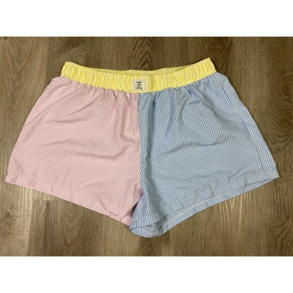 SHEIN Curve Plus Size 2XL Striped Colorblock Shorts Multicolor Casual Summer - Thumbnail 3